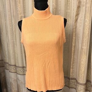 Orange Sleeveless Turtleneck Sweater